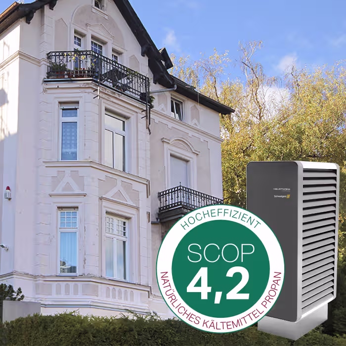 Schweigatz Oldenburg R290 Wärmepumpe Beispiel Stadtvilla